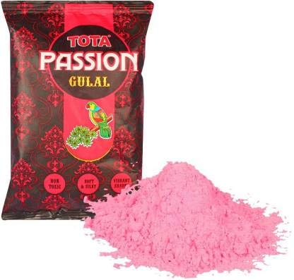 TOTA Passion Neon Glow Natural Holi Colours Powder - Pack of 5 Herbal Gulal (80 Gram Each)-Red, Blue, Yellow, Green and Orange