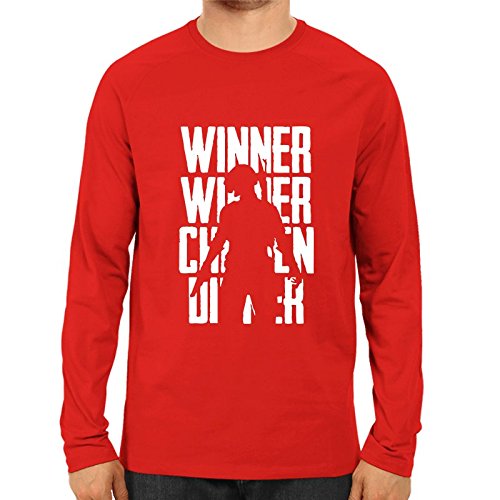 Unisex PUBG Playerunknown's Battlegrounds Full Sleeve  100 % Cotton Red Tshirts