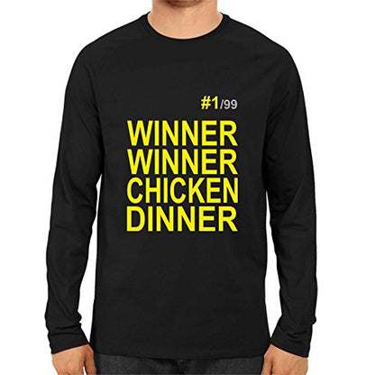 Unisex Winner Winner Chiken Dinner Full Sleeve  100 % Cotton Black Tshirts