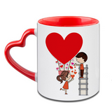 Love Card Heart Handle Ceramic  Red Mug / 350 Ml