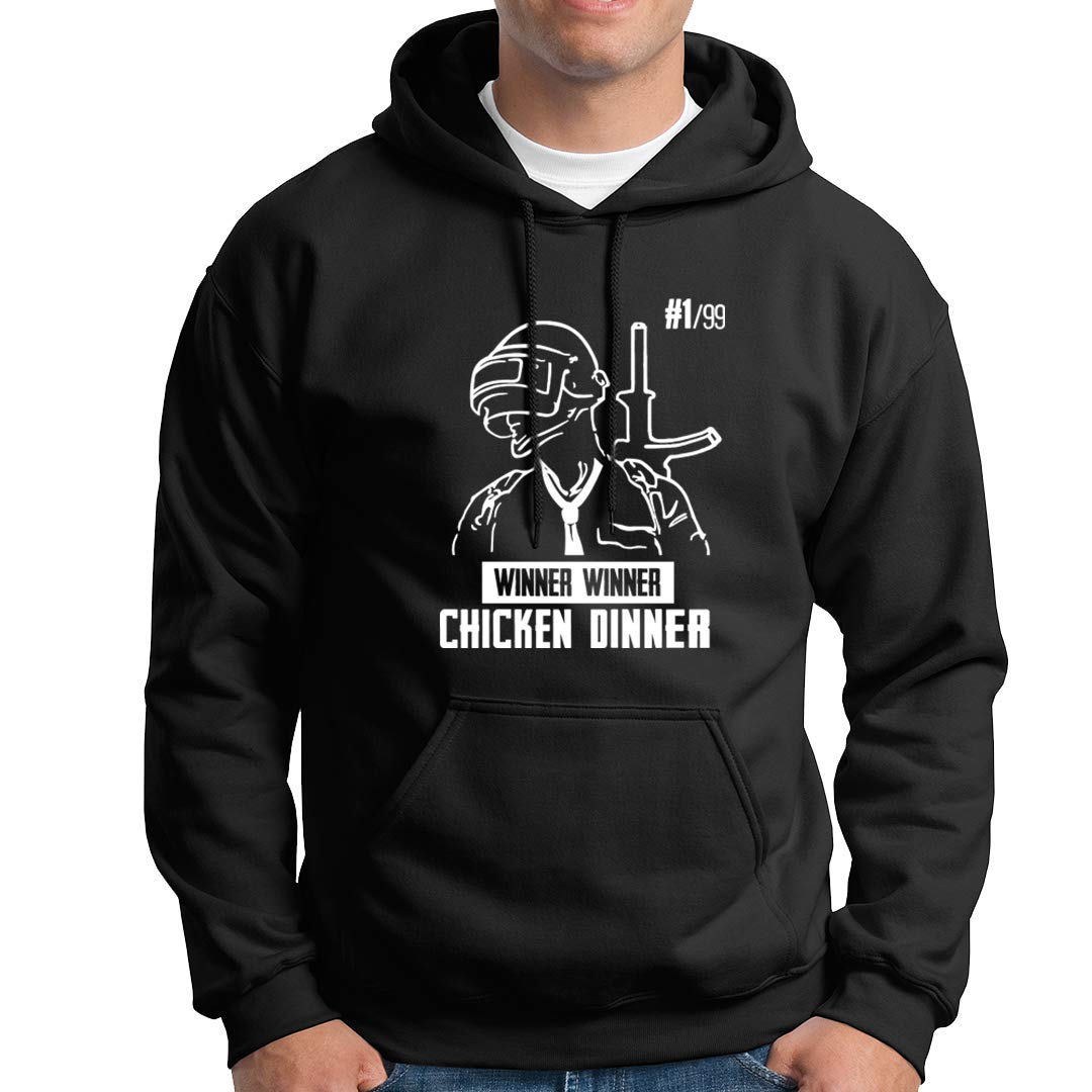 PUBG Winner Chicken Dinner Ninety Nine Black Gaming Hoodie | Gameing Unisex Sweatshirt  Jacket 100% Cotton Hoodie (Black)