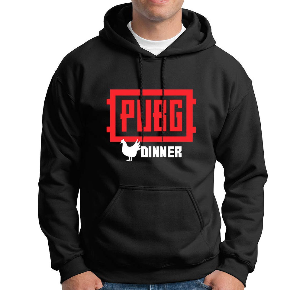 PUBG Dinner  Hoodie Black | Gameing Unisex Sweatshirt  Jacket 100% Cotton Hoodie (Black)