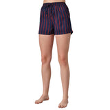 Women's Printed Stripe Top & Shorts Nightsuit Set