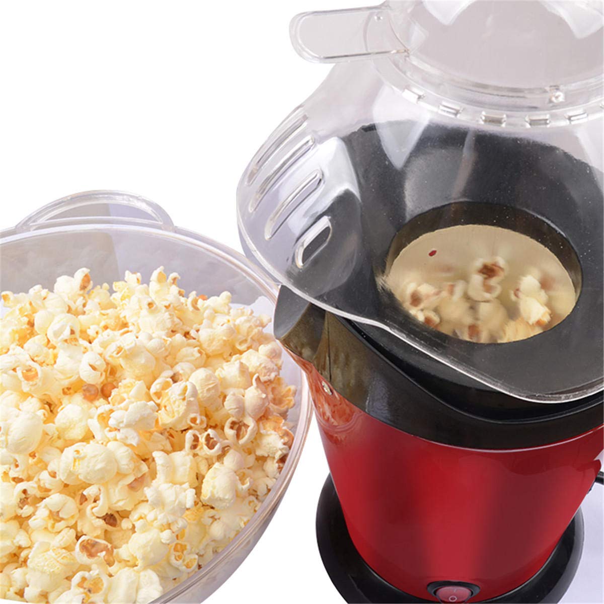 Hot Air Popcorn Electric Machine Snack Maker,1200-W Hot Air Popcorn with Measuring Cup and Removable Lid