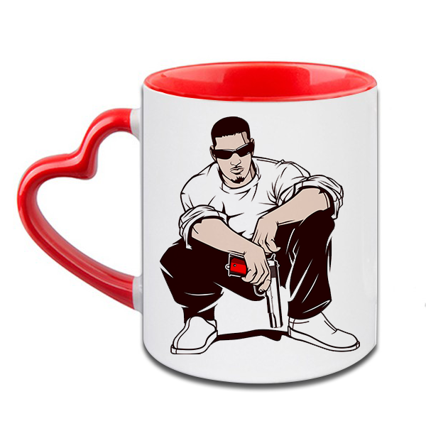 Gangster Heart Handle Ceramic  Red Mug / 350 Ml
