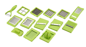 VEGETABLE AND FRUIT CUTTER CHOPPER | GRATERS JUICER CHIPSER, DICER | SLICER WITH AIRTIGHT UNBREAKABLE CONTAINER - GREEN
