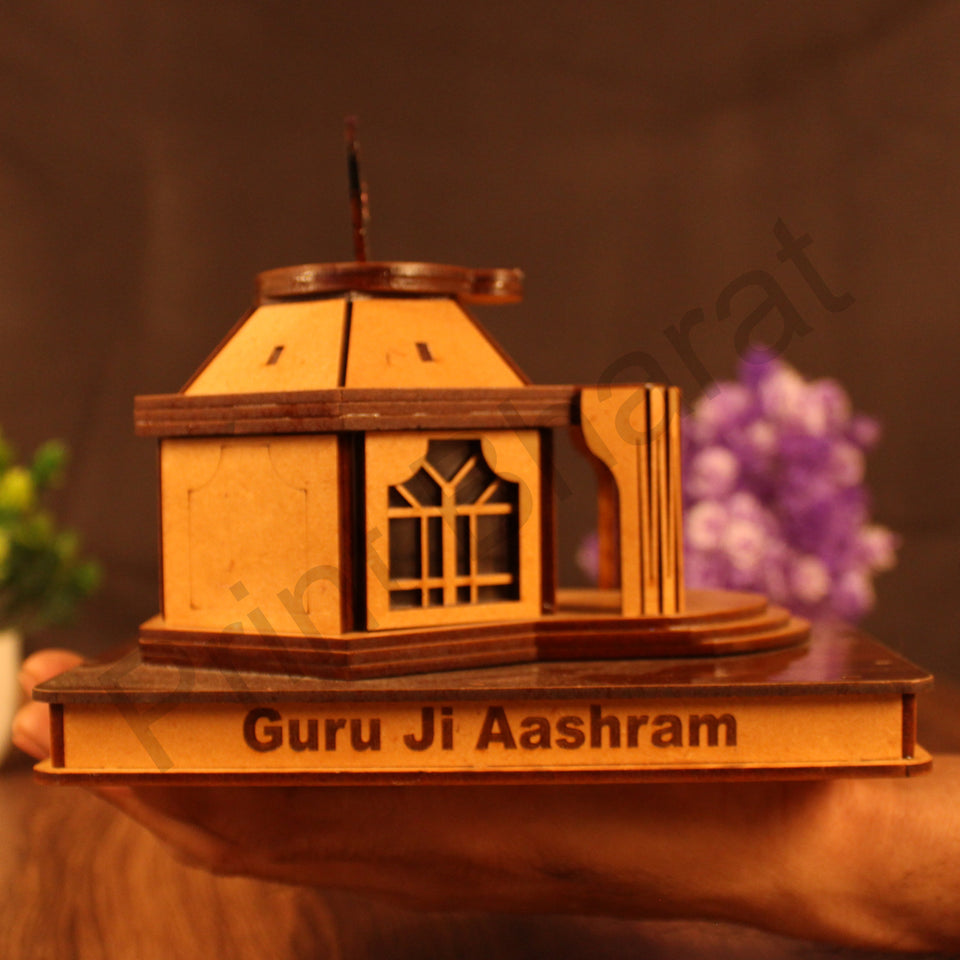 Miniature Temple Handmade,Guru Ji Ashram Temple -3D Replica, Religious Gifts, Indian Pooja Decor, Home Decor Length: 16 cm,Widht: 11.5cm,Height: 16 cm
