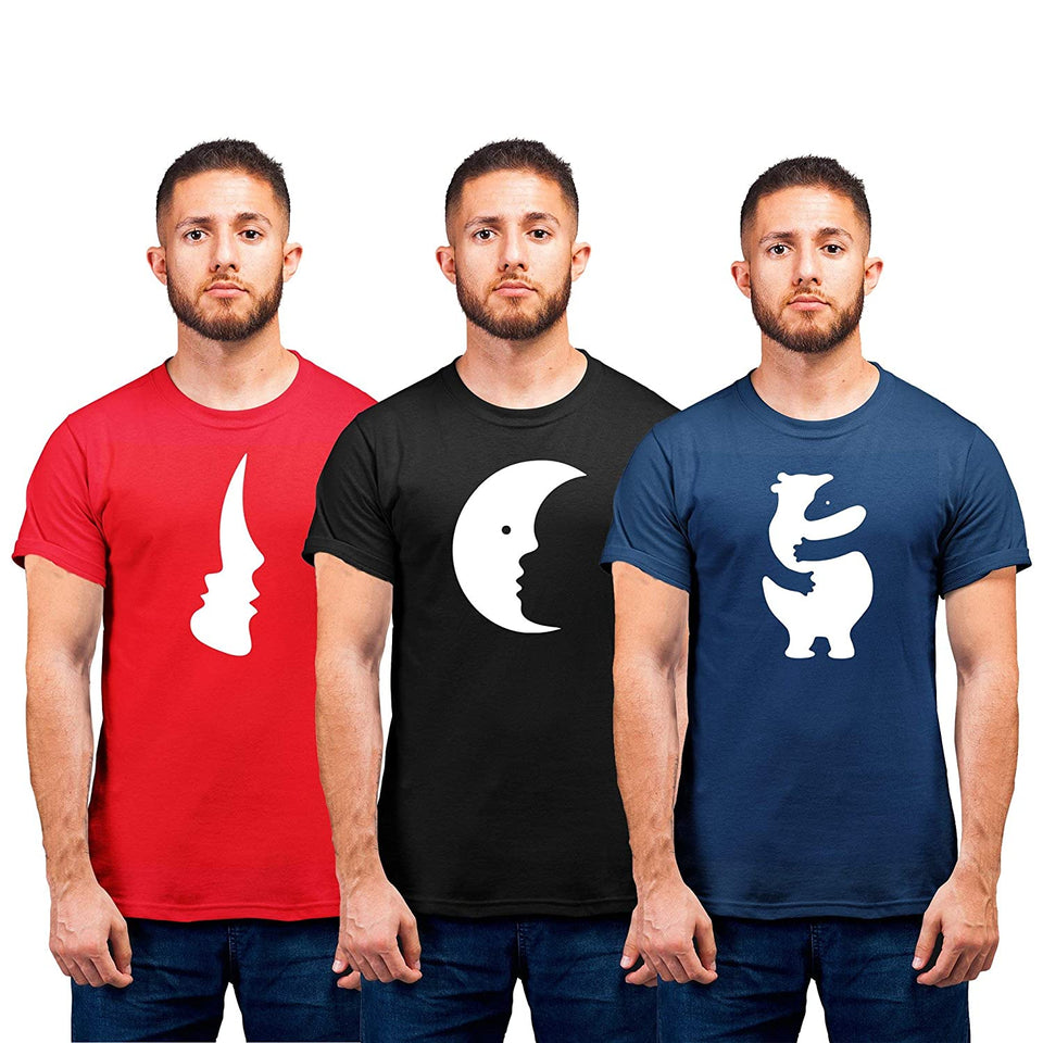 PRINT BHARAT Unisex Negative Combo T-Shirt Half Sleeve Cotton Tshirts