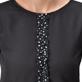 Women's Solid Semi Formal Polk Dot Top - Black