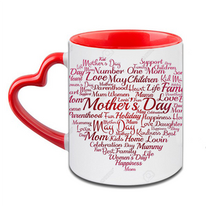Mothers Day Heart Handle Ceramic  Red Mug / 350 Ml