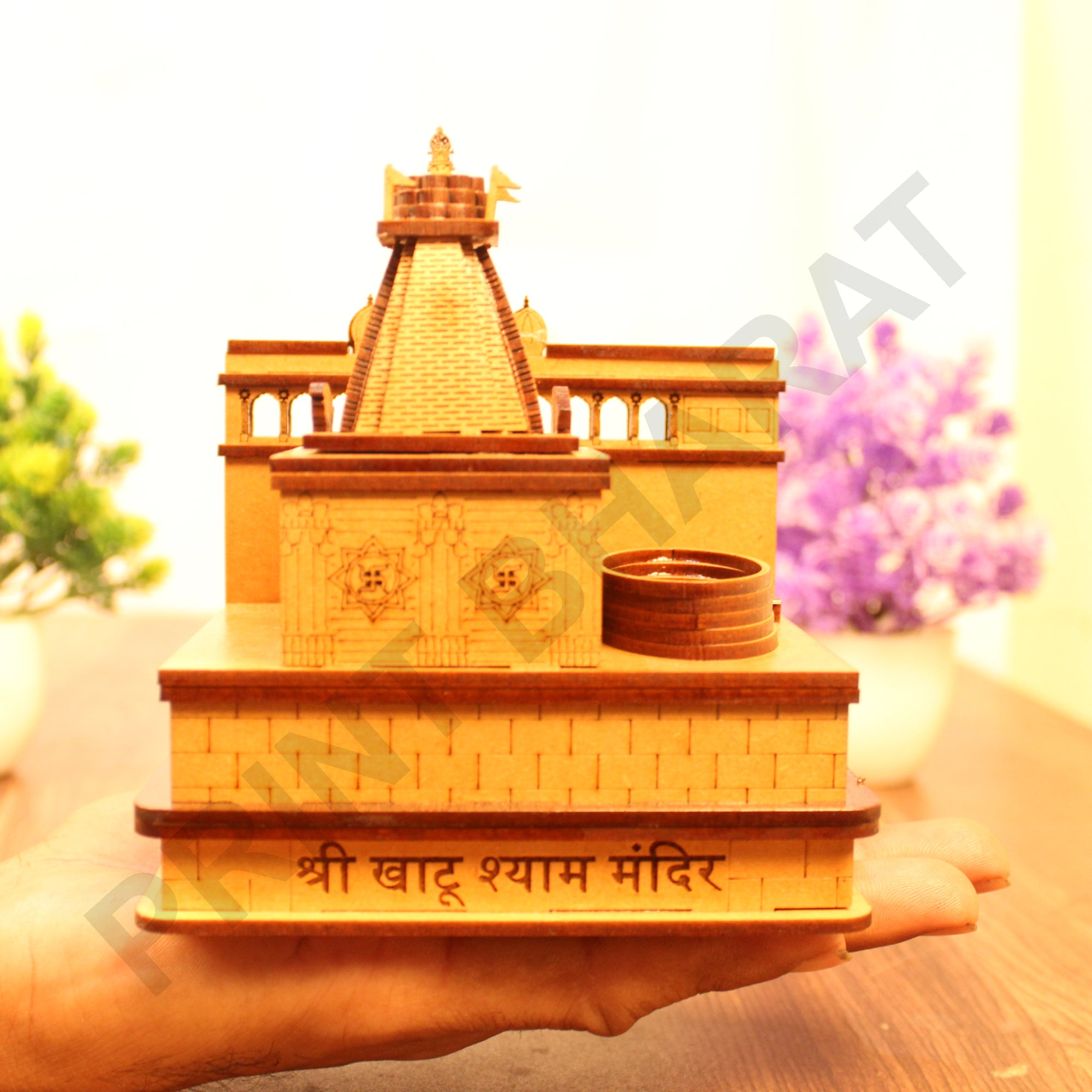 Miniature Temple Handmade, Khatu Shyam Tample -3D Replica, Religious Gifts, Indian Pooja Decor, Home Decor Length: 15 cm,Widht: 12.5 cm,Height: 13 cm