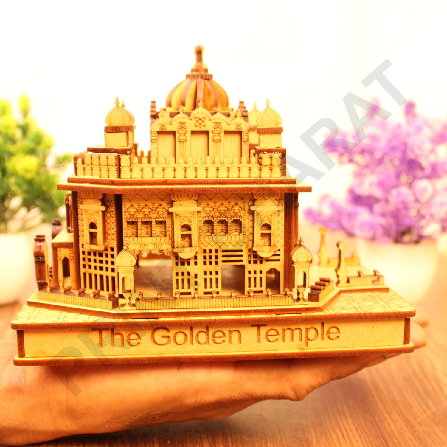 Miniature Temple Handmade, Golden Tample -3D Replica, Religious Gifts, Indian Pooja Decor, Home Decor Length: 16 cm,Widht: 10.5 cm,Height: 12 cm