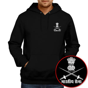 Bhartiya Sena Black Hoodie Unisex 100% Cotton Printed Hoodie ( Black)
