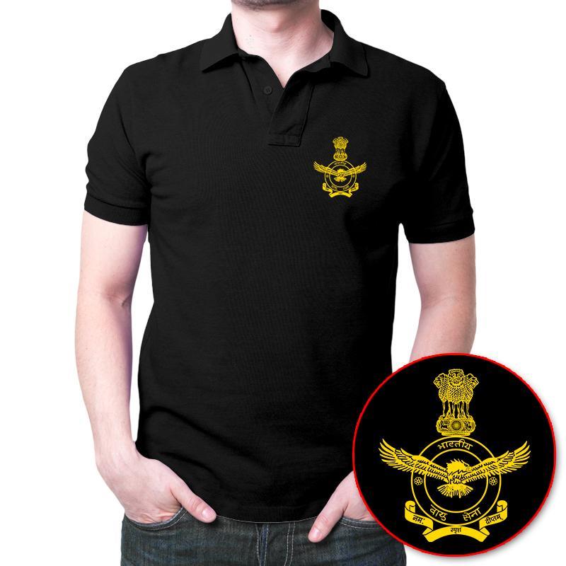 Bhartiya Vayu Sena Polo T-Shirt Black