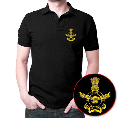 Bhartiya Vayu Sena Polo T-Shirt Black