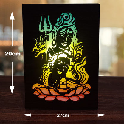 MDF Wood Art Work Led Frame Wooden Color with Laser Cut Finish (Led Shivji Frame)