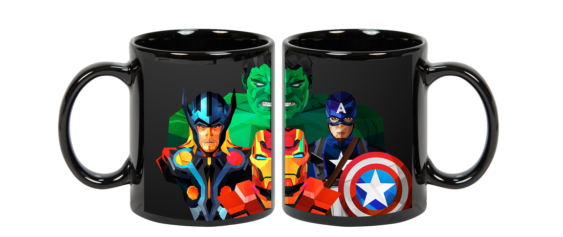 Avengers Superhero Ceramic  Black  Mug, 350 Ml