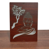 MDF Wood Art Work Led Frame Wooden Color with Laser Cut Finish (Led Lord Buddha Frame)