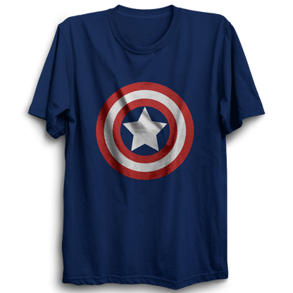 Captian America logo Half Sleeve Navy Blue