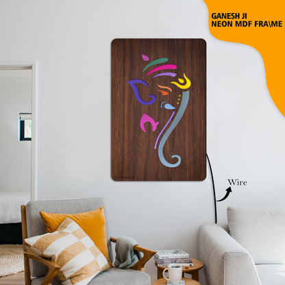 MDf Neon Ganesh Ji Frame