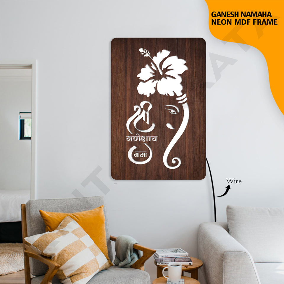 MDf Neon Ganesh Namaha Frame