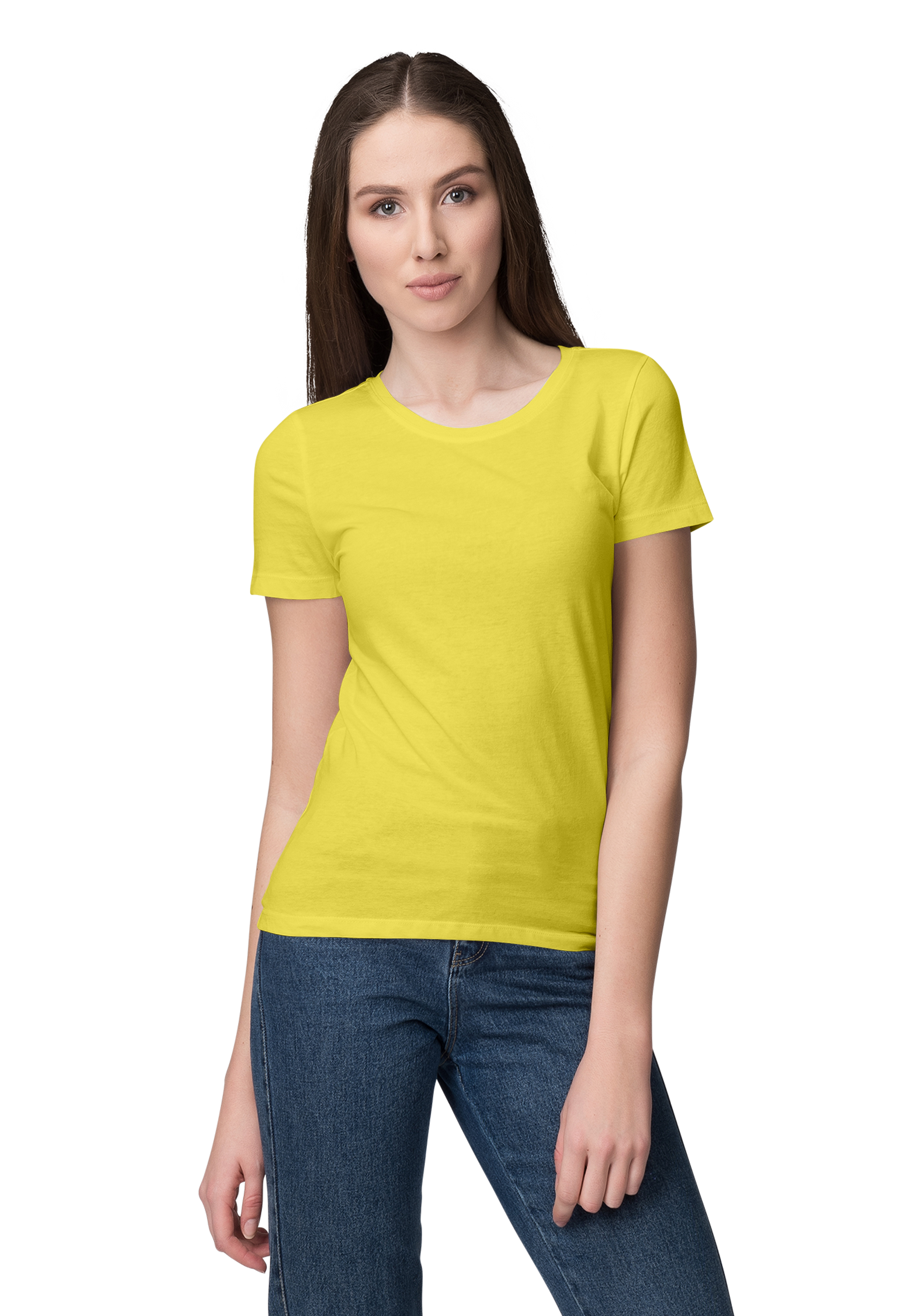 Unisex Basic Plain Yellow T-shirt