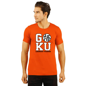 Unisex Naruto GOKU Half Sleeve Red Cotton Tshirts