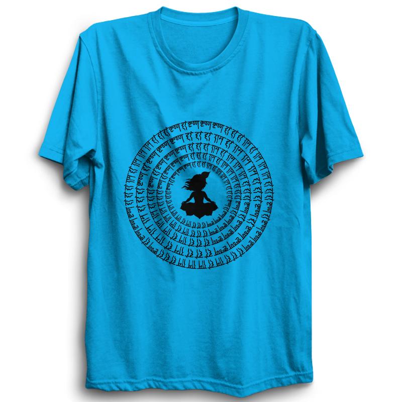 Hare Krishna Hare Rama -Half Sleeve Turquoise Blue