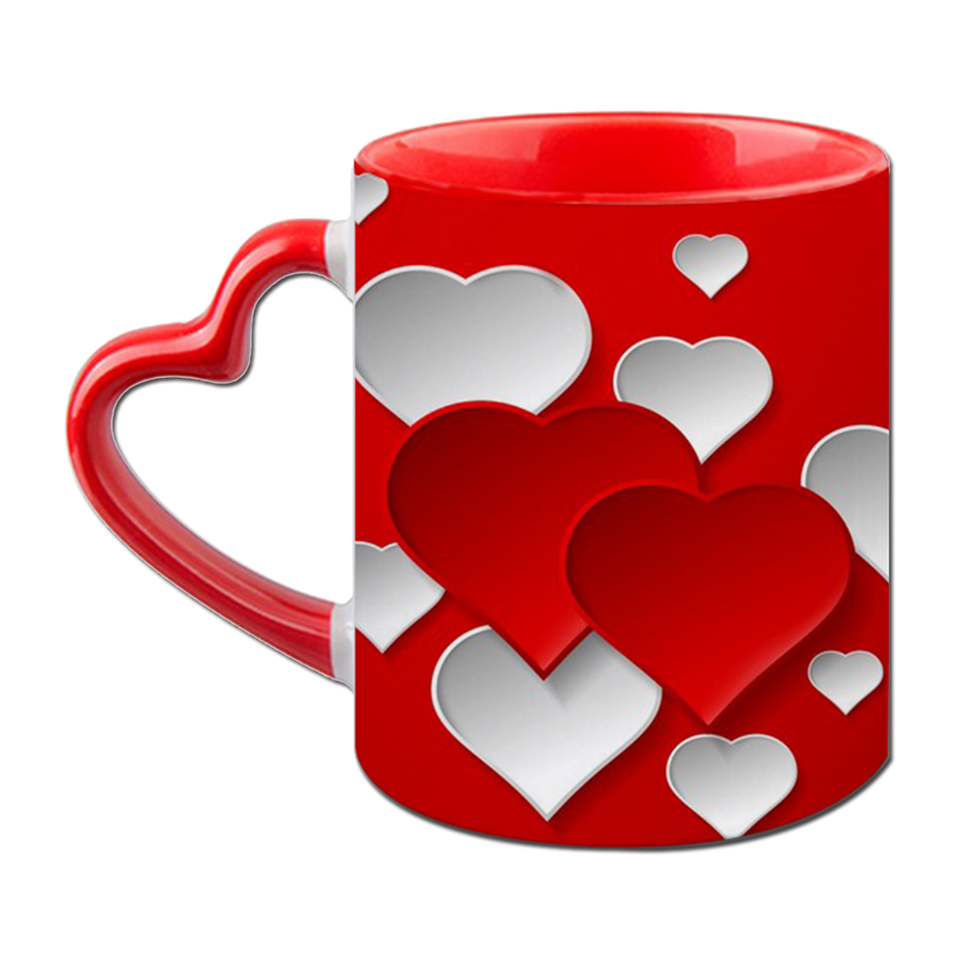 Heart Love Heart Handle Ceramic  Red Mug / 350 Ml