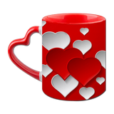 Heart Love Heart Handle Ceramic  Red Mug / 350 Ml