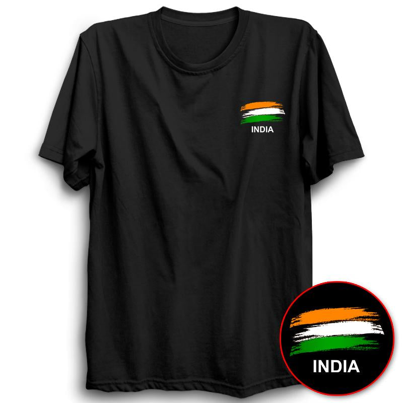 India Flag Half Sleeve Black