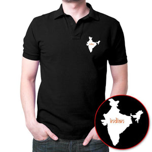 Indian Map Polo T-Shirt Black