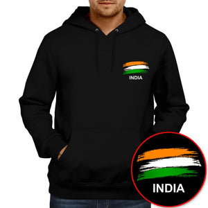 Indian Flag Black Hoodie Unisex 100% Cotton Printed Hoodie ( Black)