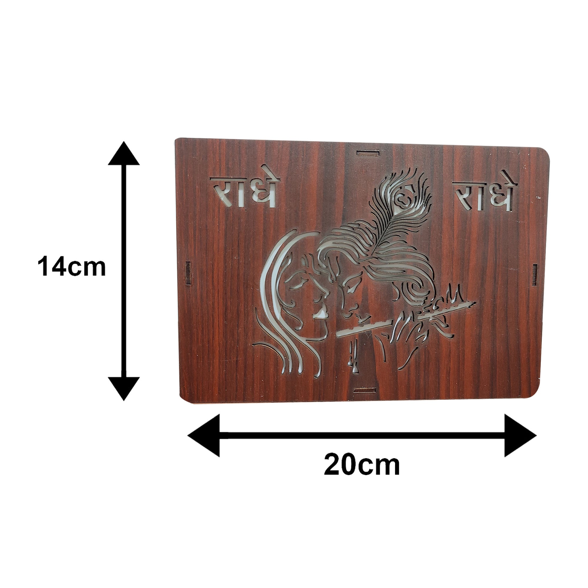 MDF Wood Art Work Led Frame Wooden Color with Laser Cut Finish (Led Radhe Krishna Frame)