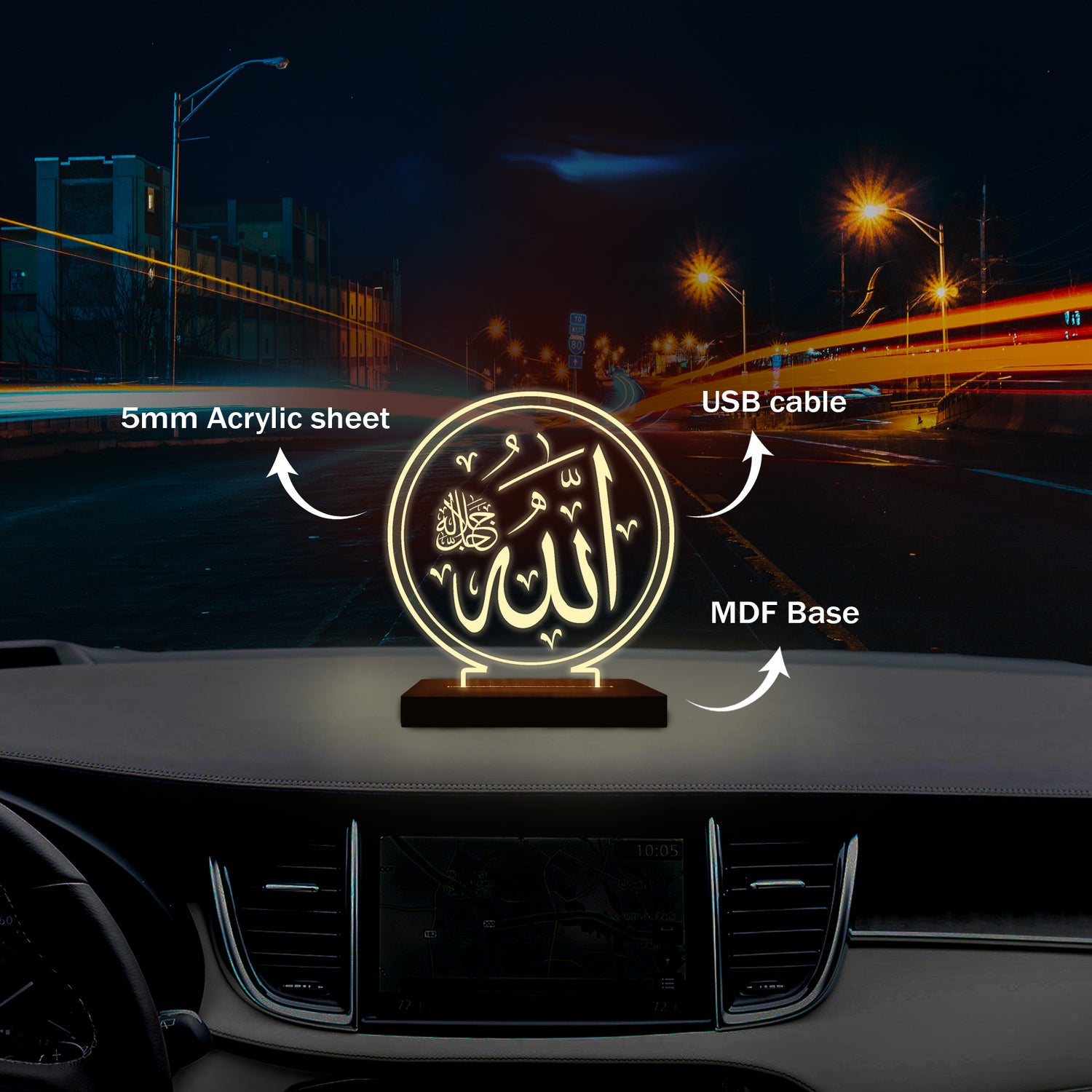 Allah islamic Car LED Light