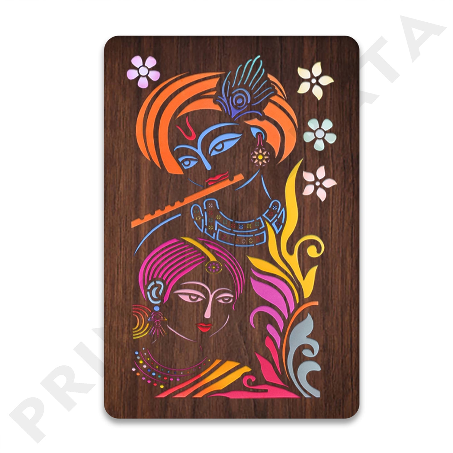 Neon MDF Radhe Krishna Frame