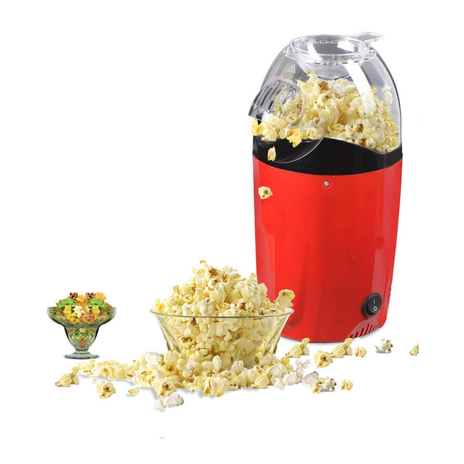 Hot Air Popcorn Electric Machine Snack Maker,1200-W Hot Air Popcorn with Measuring Cup and Removable Lid