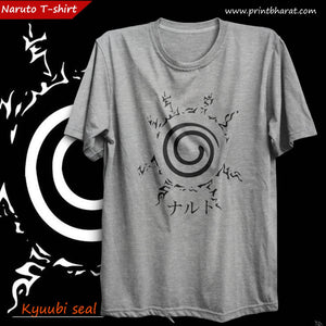 Kyuubi Seal, Naruto,Nine Tail Anime Half Sleeve Cotton T-shirt