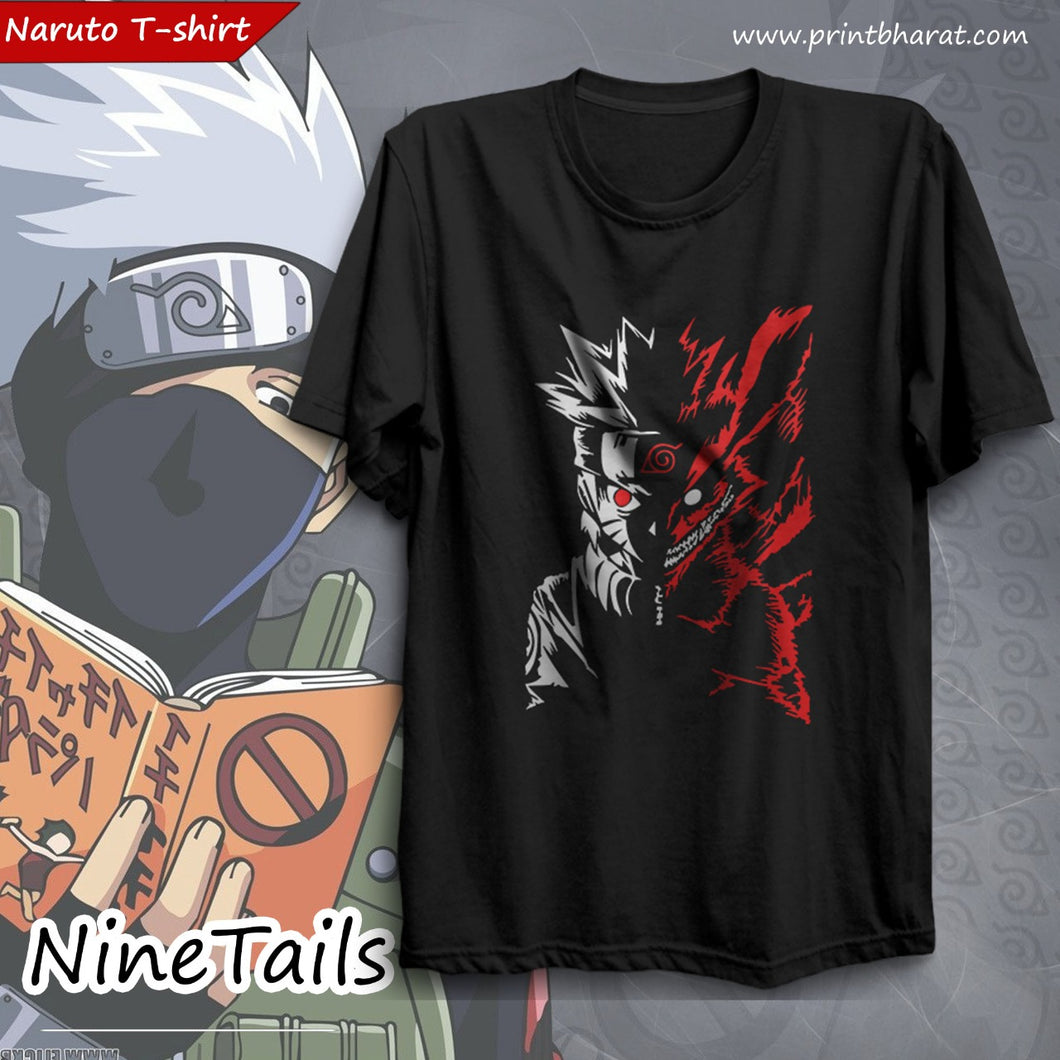 Kyuubi Seal, Naruto,Nine Tail Anime Half Sleeve Cotton T-shirt