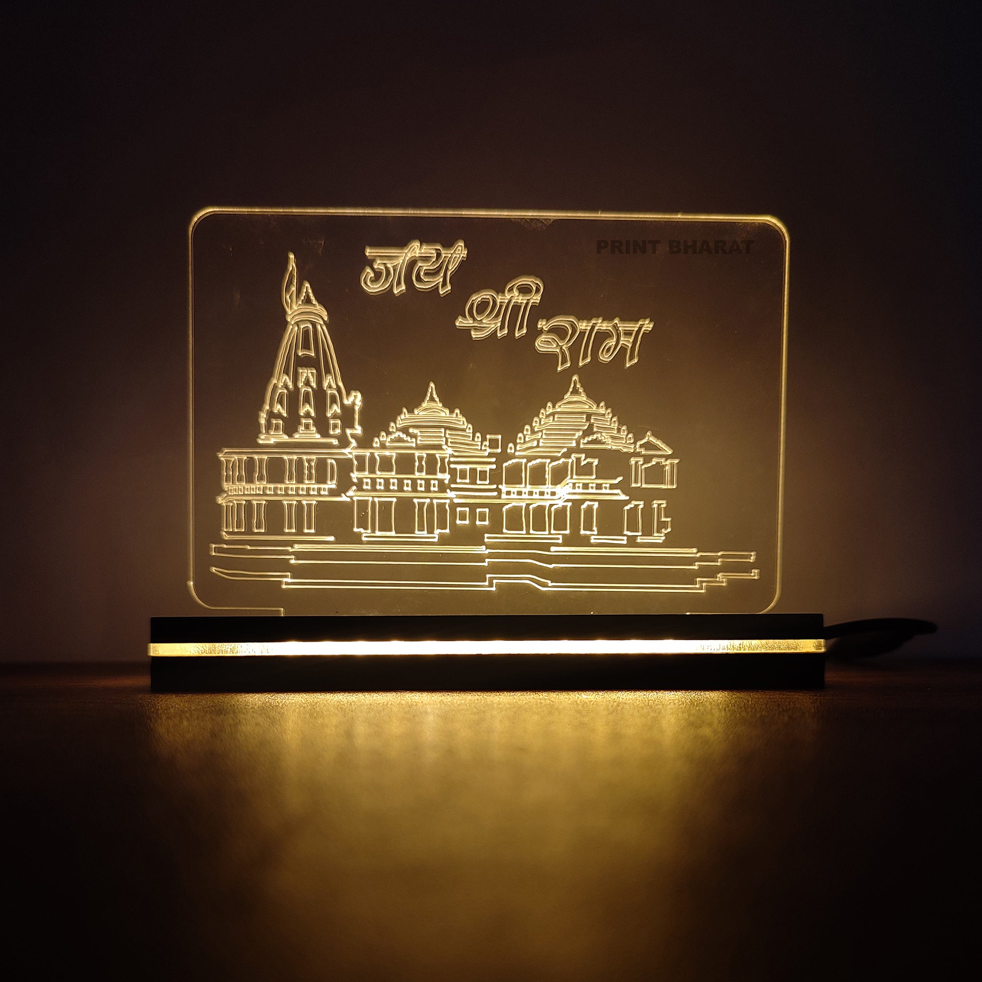 Acrylic Ram Mandir Led frame size ( 12 cm* 16 Cm )