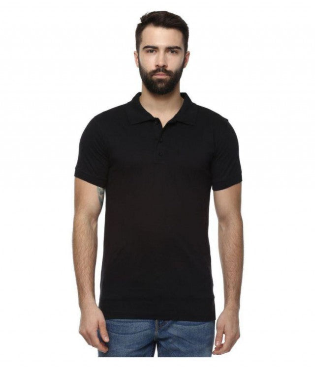 Unisex Basic Polo Black T-shirt