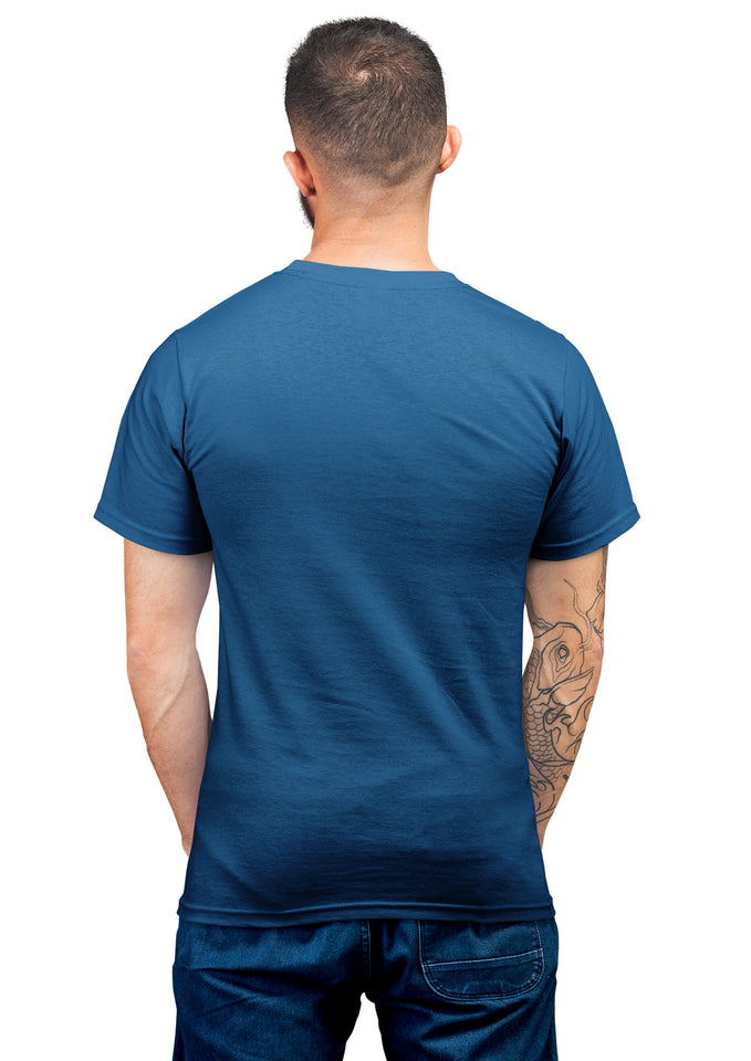 Unisex L Face Half Sleeve Cotton Navy Blue Tshirts