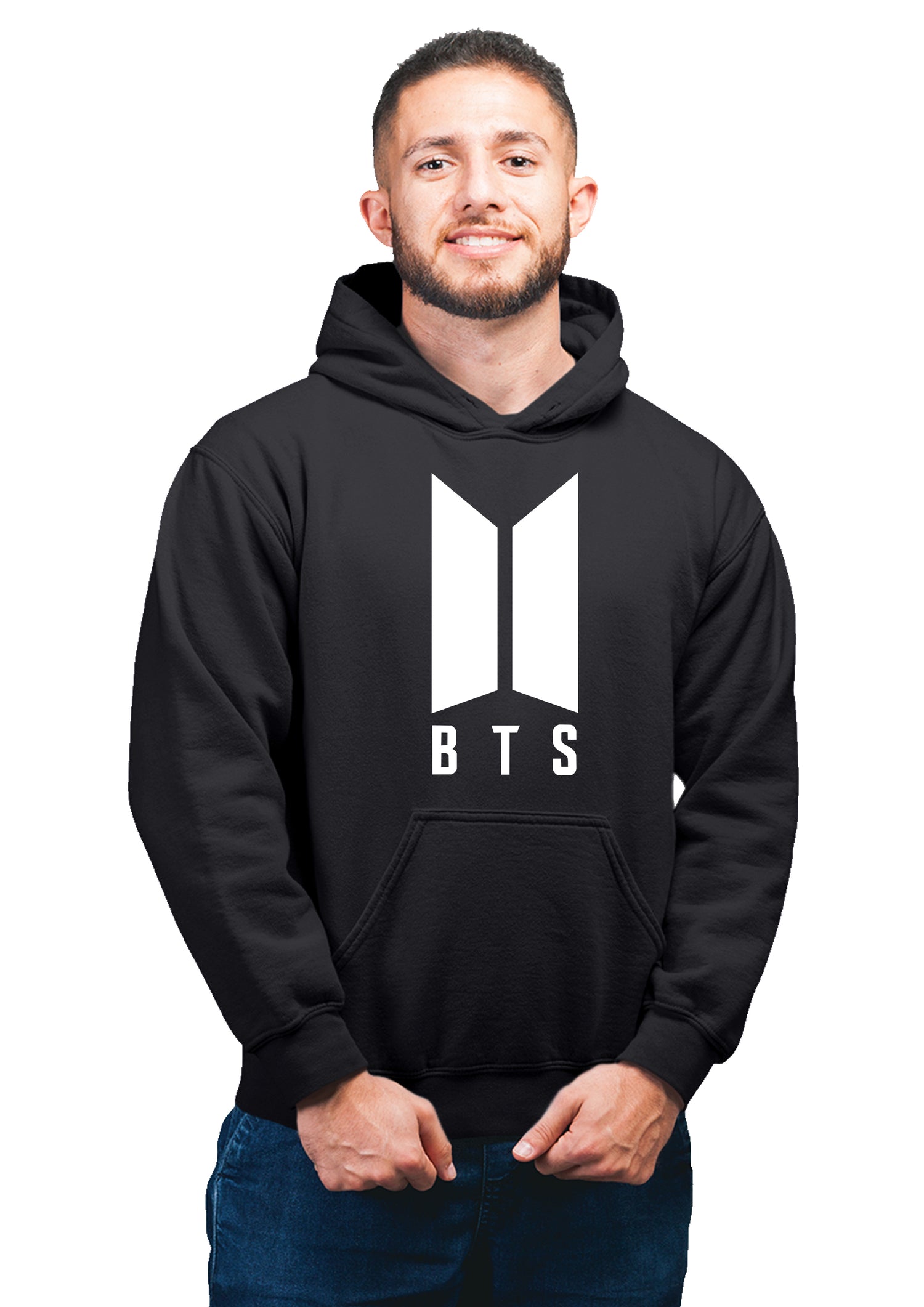 K-pop BTS Unisex 100% Cotton Printed Hoodie (Black)