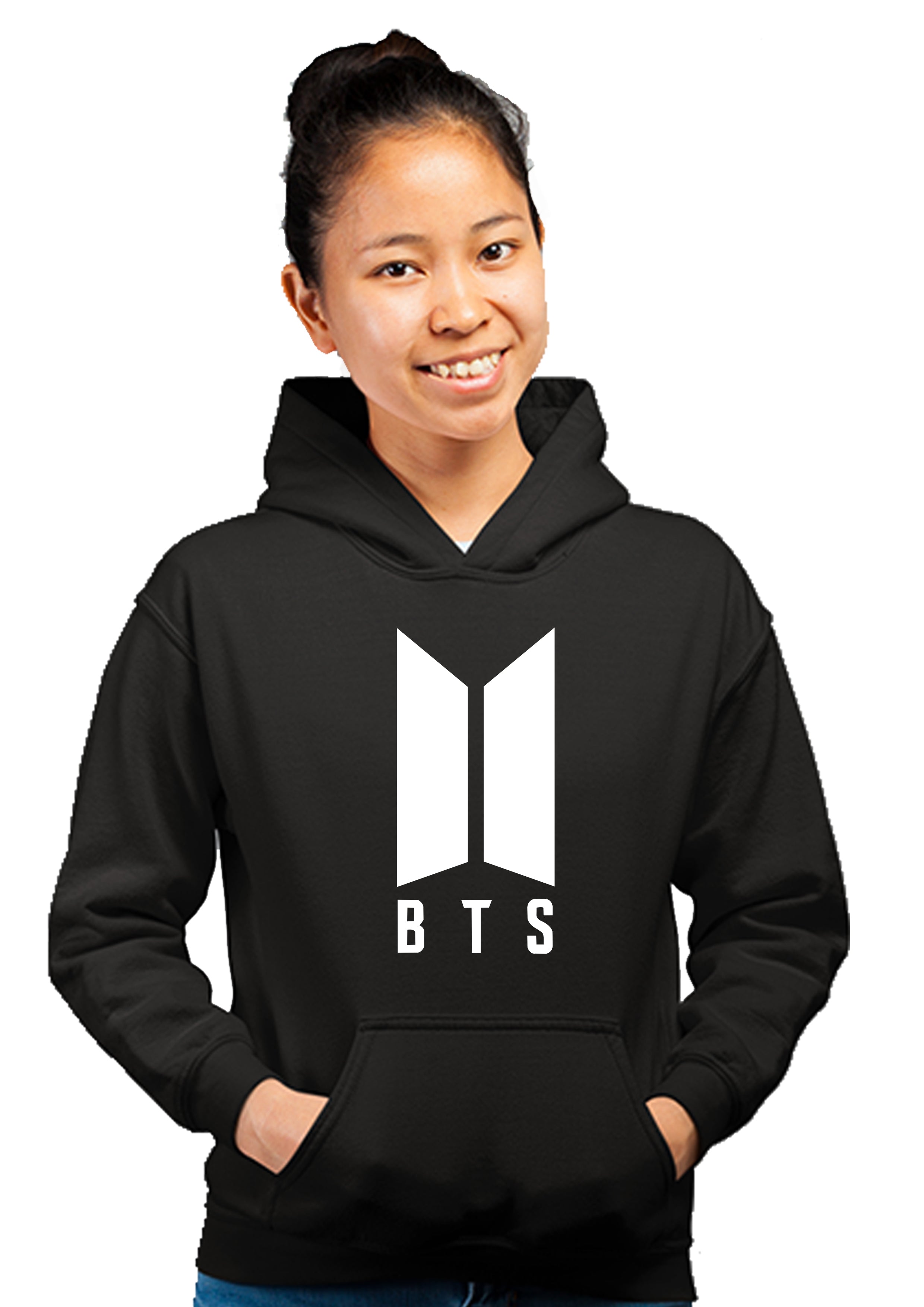 K-pop BTS Unisex 100% Cotton Printed Hoodie (Black)