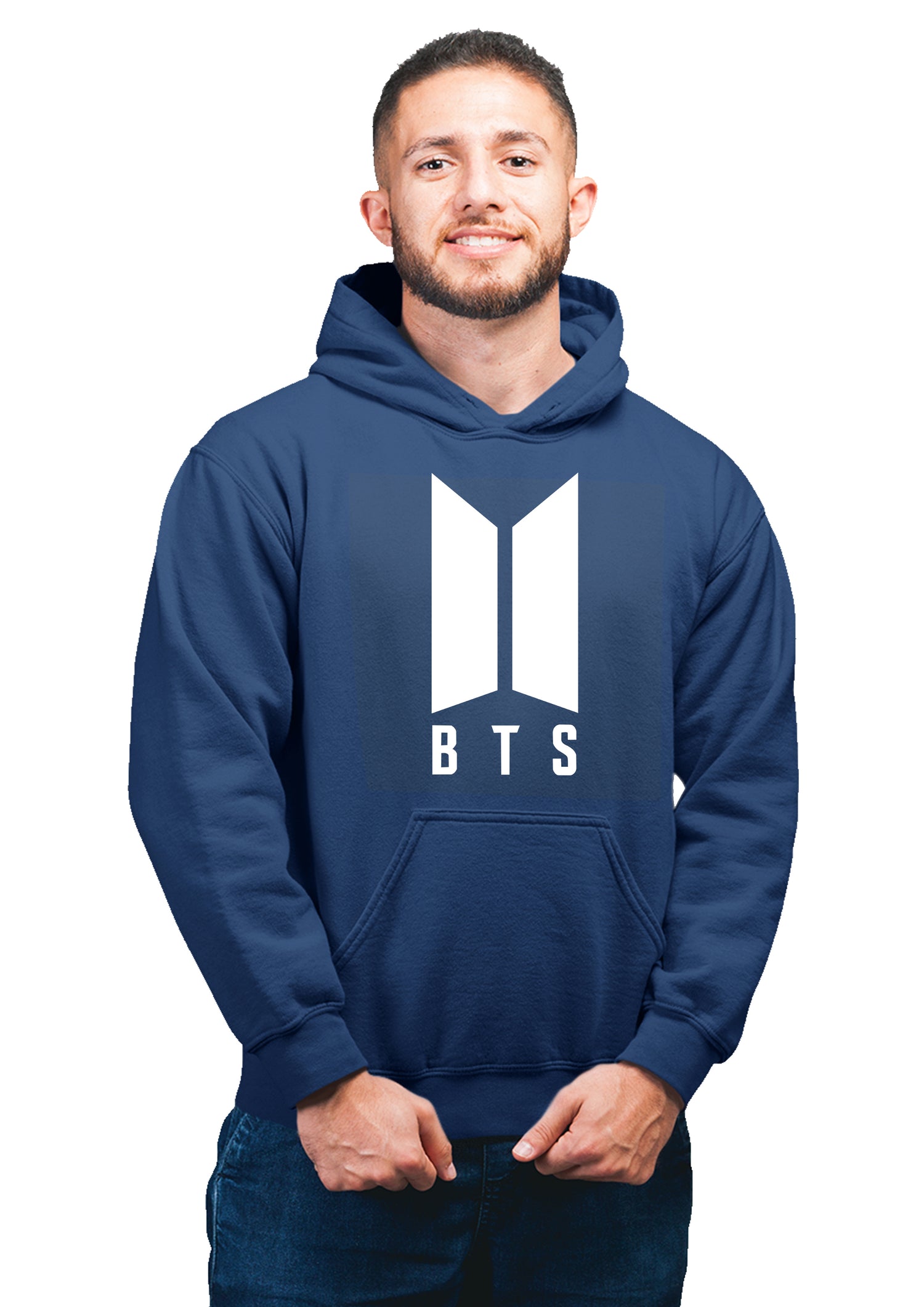 K-pop BTS Unisex 100% Cotton Printed Hoodie (navy blue)