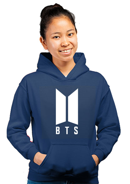 K-pop BTS Unisex 100% Cotton Printed Hoodie (navy blue)