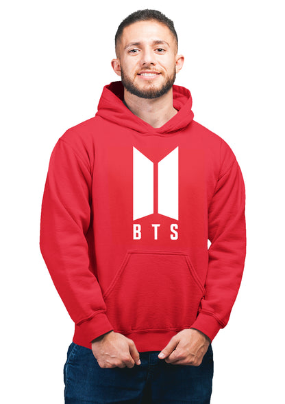 K-pop BTS Unisex 100% Cotton Printed Hoodie (Red)