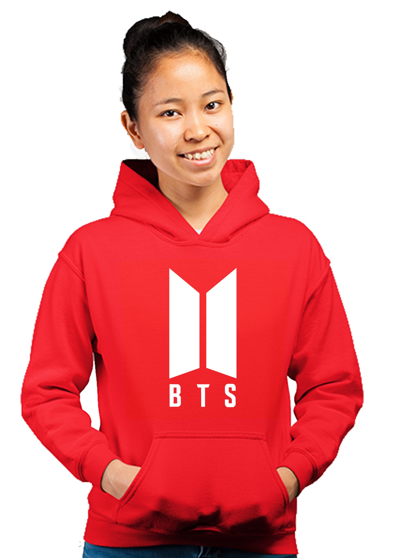 K-pop BTS Unisex 100% Cotton Printed Hoodie (Red)