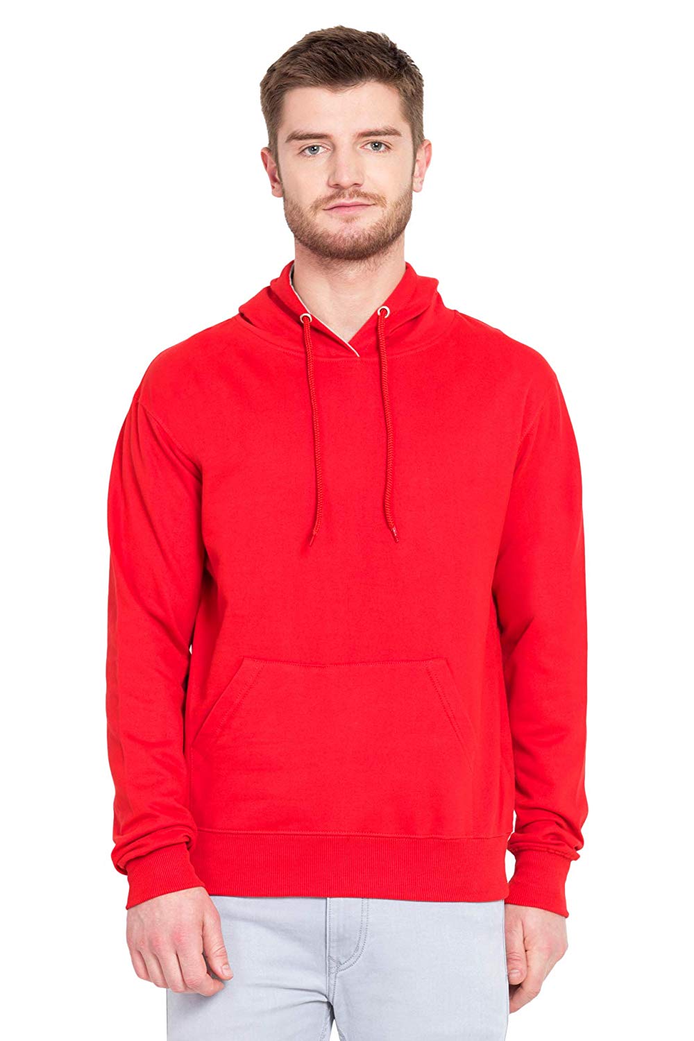 100 % Cotton Hoodies For Men In Red Color