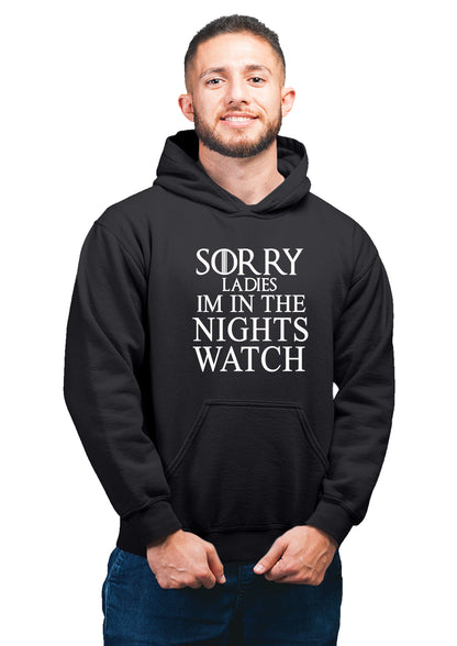 Got-16 Sorry Ladies Im In Nights Watch Black Hoodie Unisex 100% Cotton Printed Hoodie ( Black)